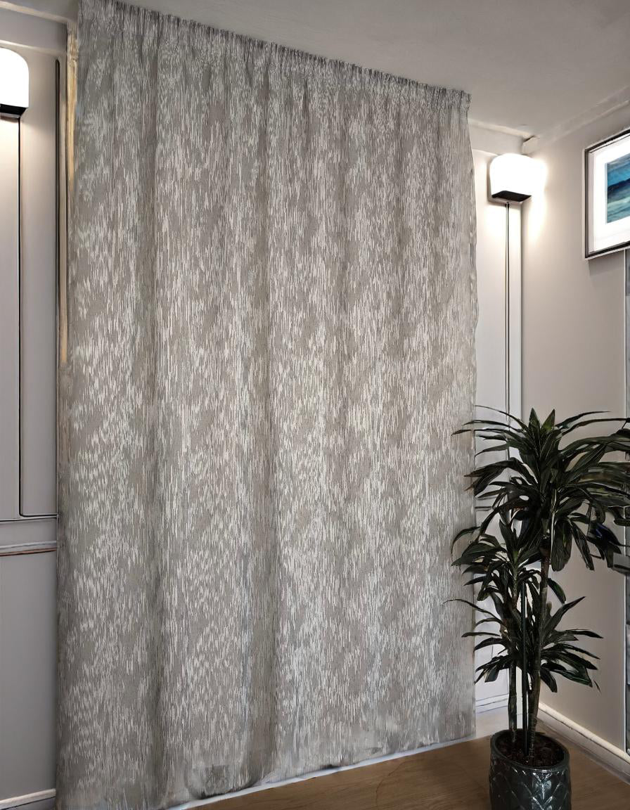 Tende su misura con fettuccia arricciatenda- tessuto colore grigio ricamato bianco, adatta per Binari da 140/170 cm, altezza da 180 a 281 cm - art.809