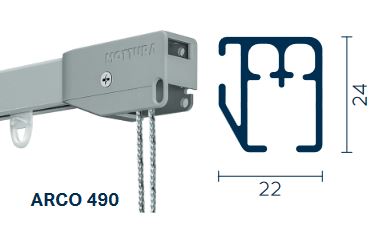 Binario MOTTURA ARCO 490/2 in alluminio per tende arricciate pesanti - su misura-art.200