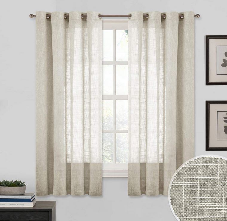 Tende con occhielli per interni - semitrasparente-tessuto effetto lino - larghezza maxi 200/280 cm - altezza individuale - su richiesta lunghezza personalizzata-art.813