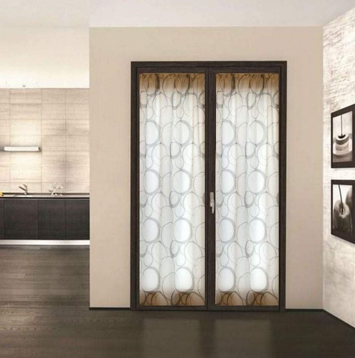 Tende per finestra e porta in stampa digitale - larghezza cm 60-80 altezza individuale - bianco/grigio-art.521