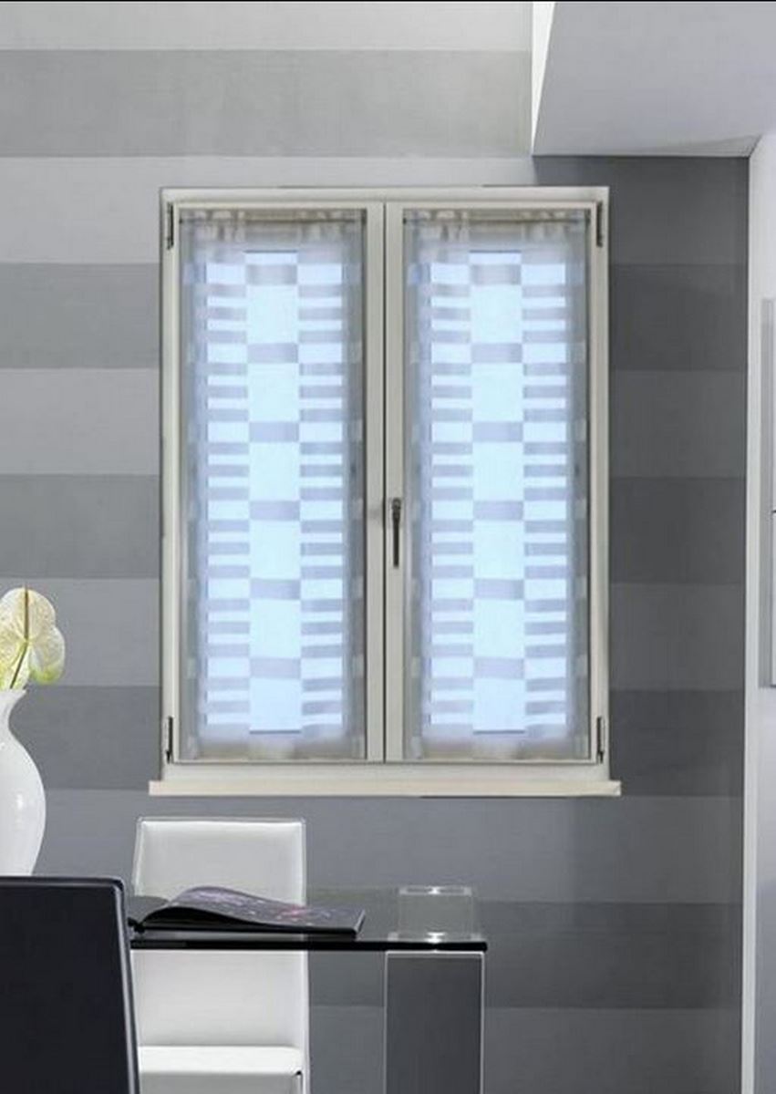 Coppia Tende Moderne a Pannello per Finestra e Porta | Colore Bianco | Set 2 Pezzi | Larghezza 60/80 cm | Lunghezza Personalizzata | Art. 508