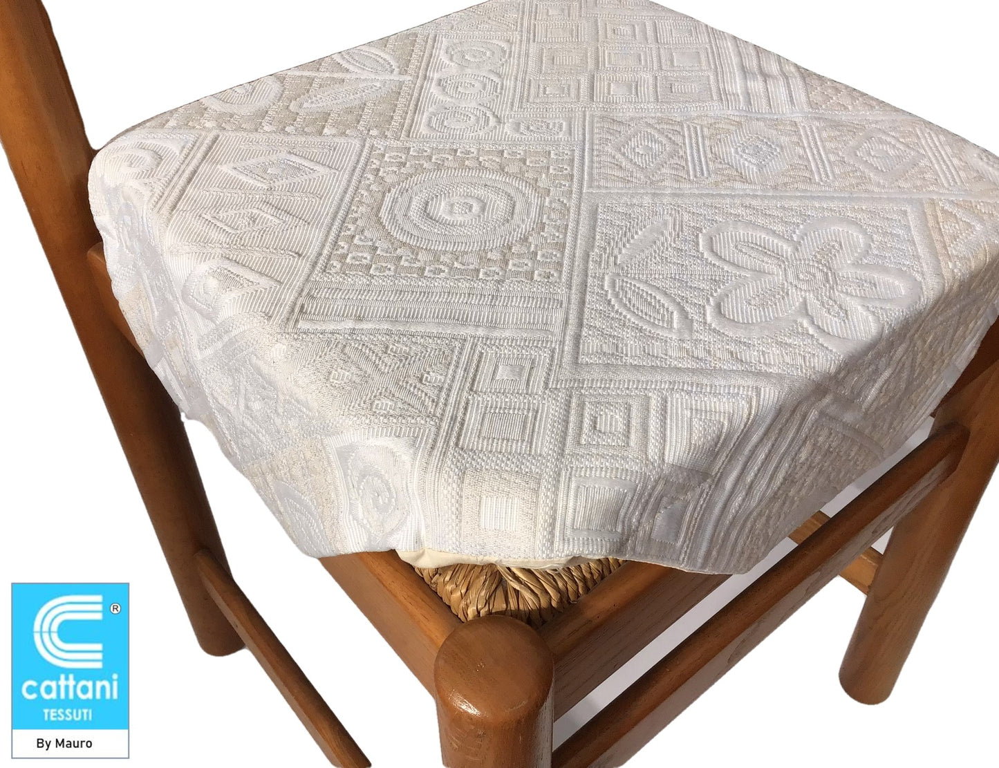 Cuscini sedie cucina con ali - Set 4/6 - colore avorio - tessuto Jacquard Matelasse'