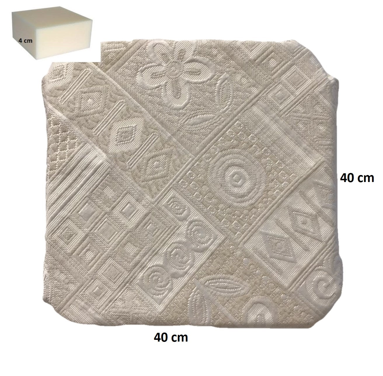 Cuscini sedie cucina con ali - Set 4/6 - colore avorio - tessuto Jacquard Matelasse'