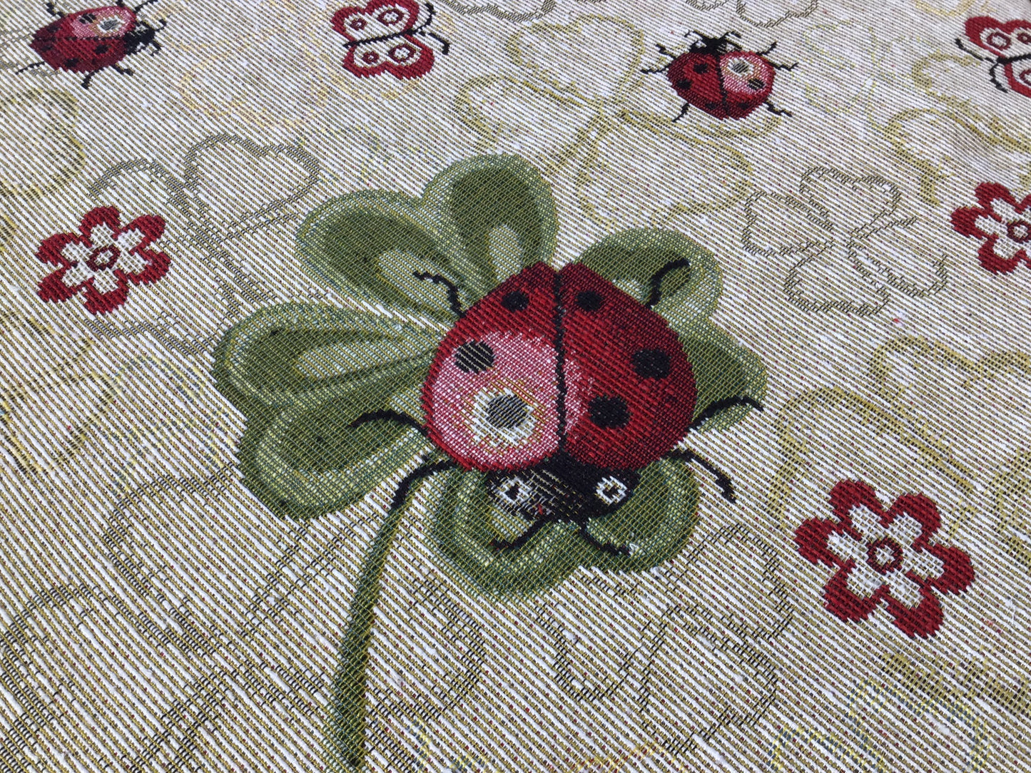 Cuscini sedie cucina con ali Set 4/6 - colore beige - tessuto Gobelin - coccinella