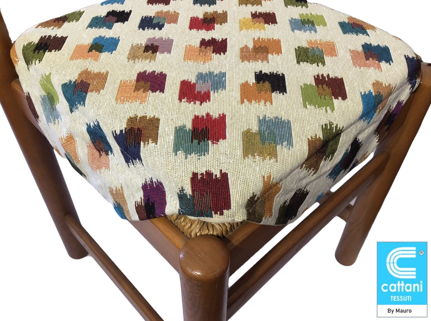 Cuscini sedie cucina con ali Set 4/6 - colore beige/multicolor - tessuto Gobelin - art. brushstrokes