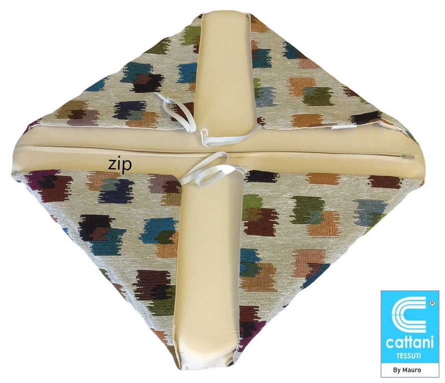 Cuscini sedie cucina con ali Set 4/6 - colore beige/multicolor - tessuto Gobelin - art. brushstrokes