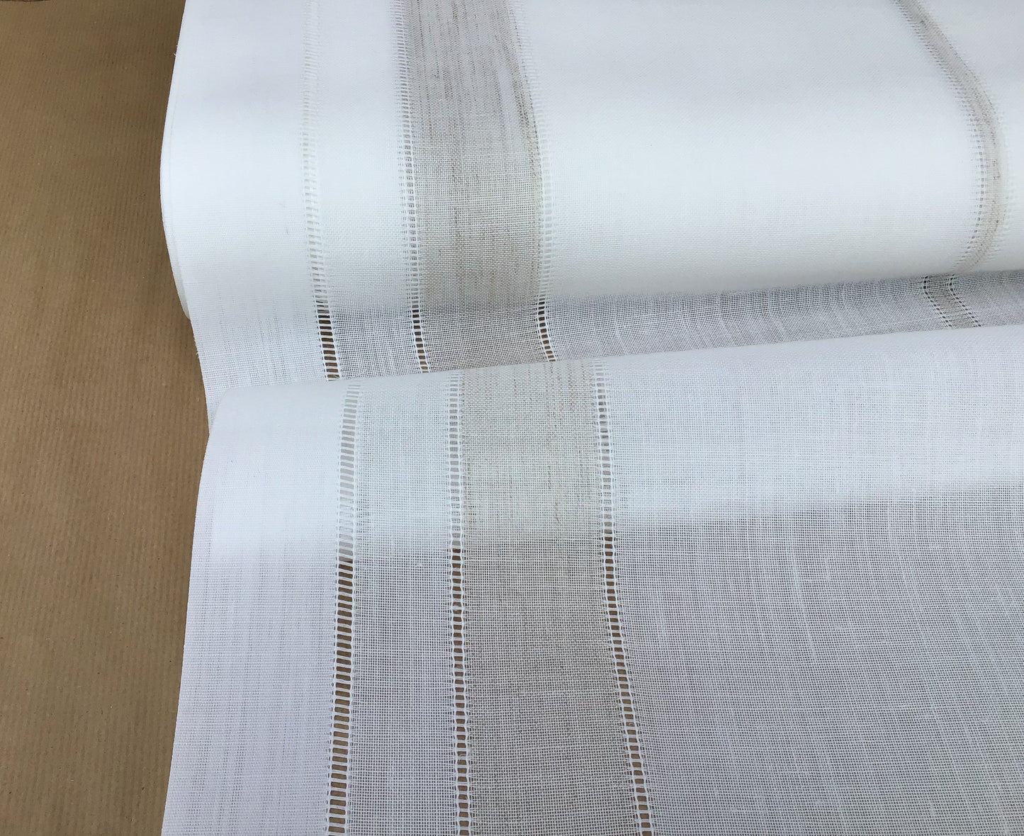 Tende a pannello - tende per finestra - tessuto vendita a metro - tessuto misto lino 50/50 -bianco/tortora-art.103