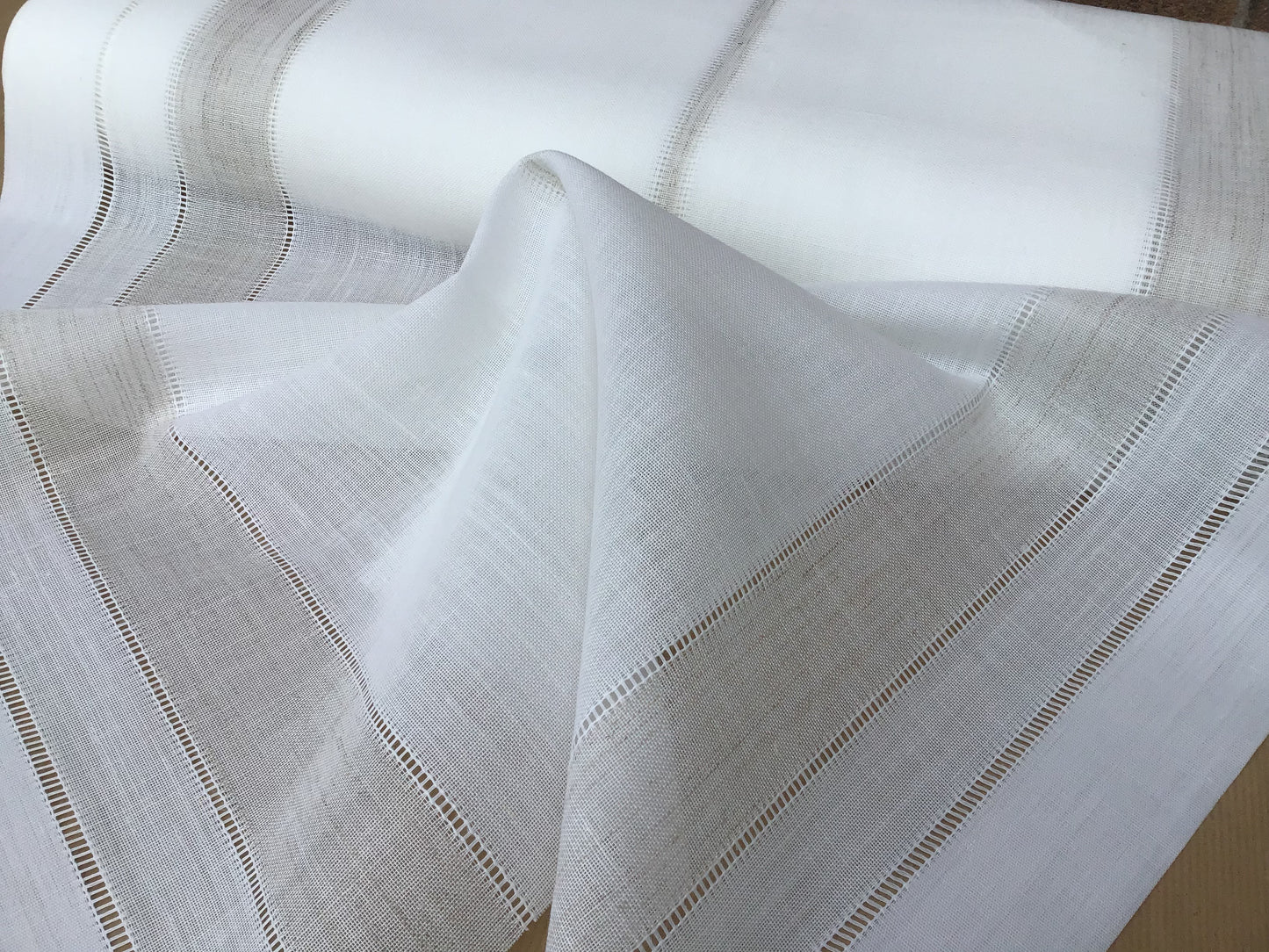 Tende a pannello - tende per finestra - tessuto vendita a metro - tessuto misto lino 50/50 -bianco/tortora-art.103