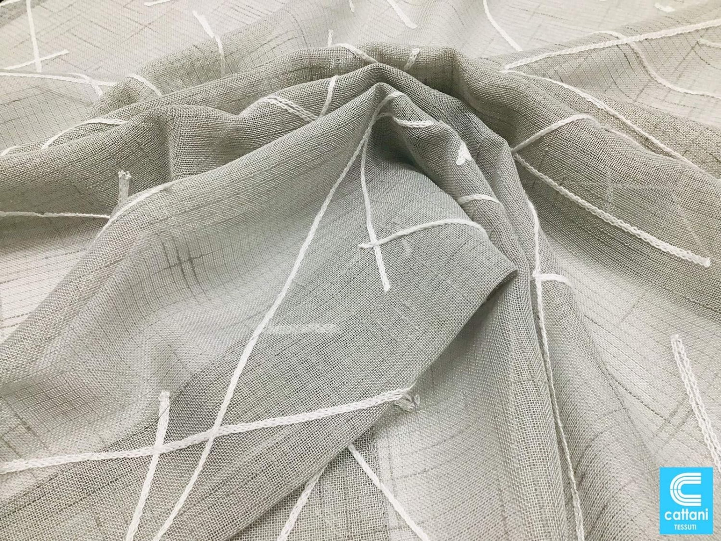 Coppia tendine ricamate per Finestra e porta - Larghezza 45/65/90 cm - altezza su misura - grigio-art.519