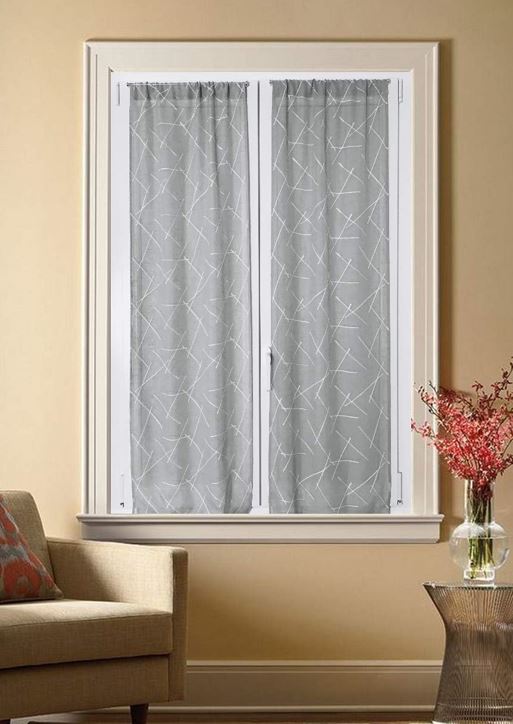 Coppia tendine ricamate per Finestra e porta - Larghezza 45/65/90 cm - altezza su misura - grigio-art.519