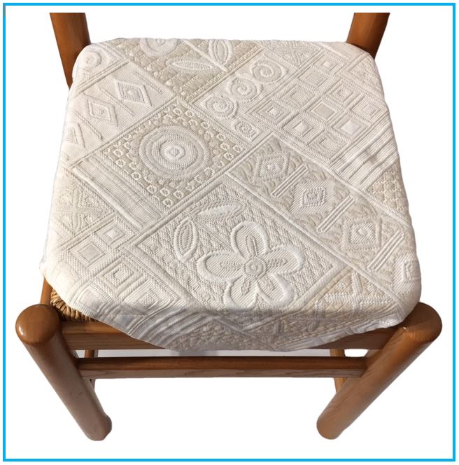 Cuscini sedie cucina con ali - Set 4/6 - colore avorio - tessuto Jacquard Matelasse'