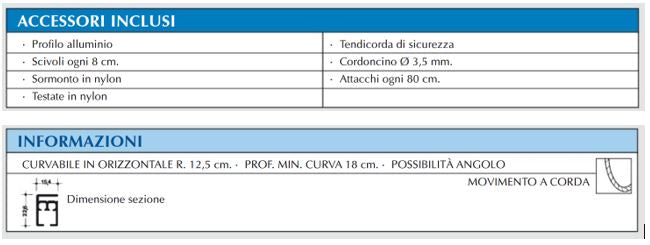 Binario in alluminio per tende con curve laterali - su misura- per tende arricciate-art.203