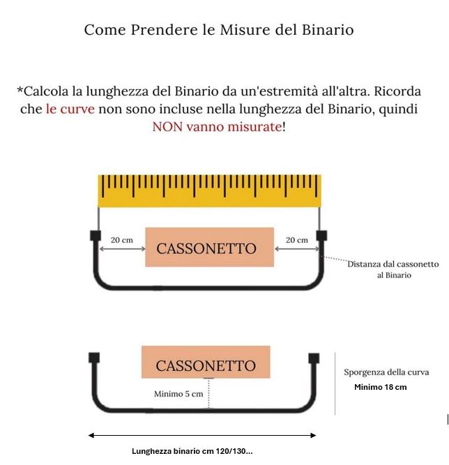 Binario in alluminio per tende con curve laterali - su misura- per tende arricciate-art.203