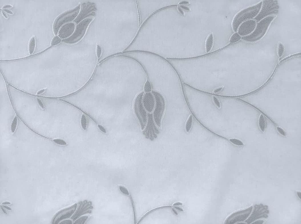 Coppia Tende Ricamate Su Misura per Finestra e Porta | Larghezza 65 cm | Lunghezza Personalizzata | Colori Bianco, Grigio, Rosa | Art. 517