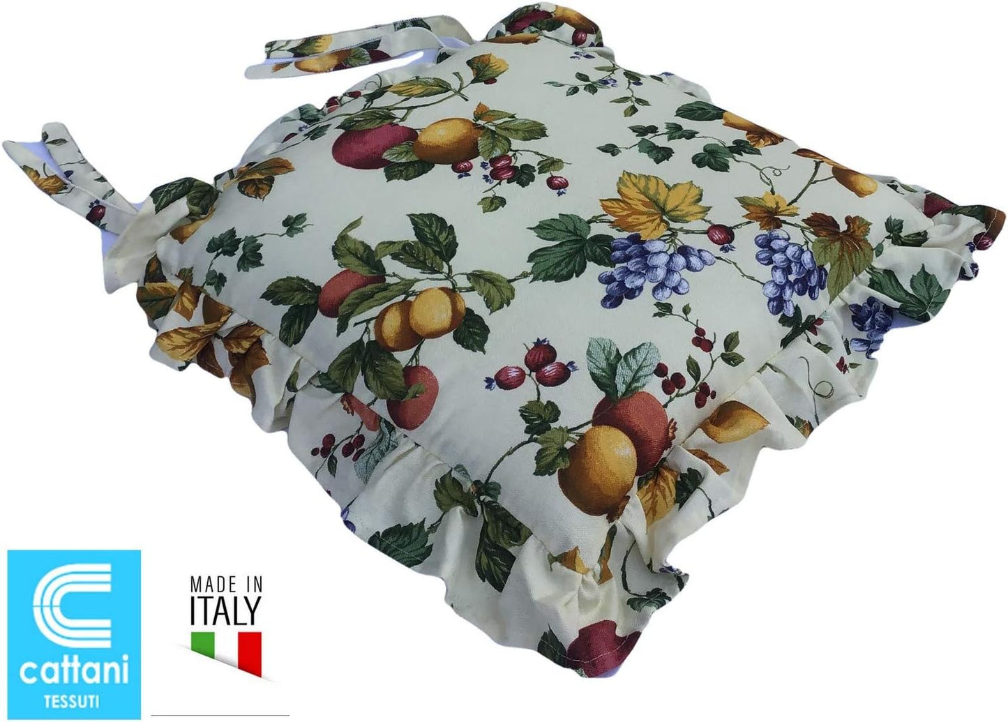 Cuscini per sedie con volant - set 4 pezzi - lavabili - tessuto cotone - Motivo Autunno