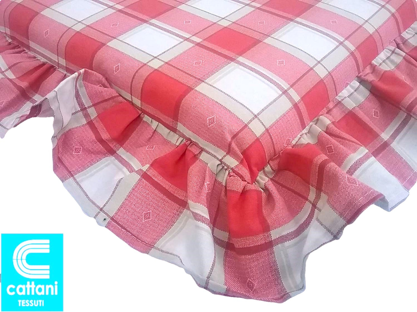 Cuscini per sedie con volant - set 4 pezzi - lavabili - tessuto cotone - colore rosso