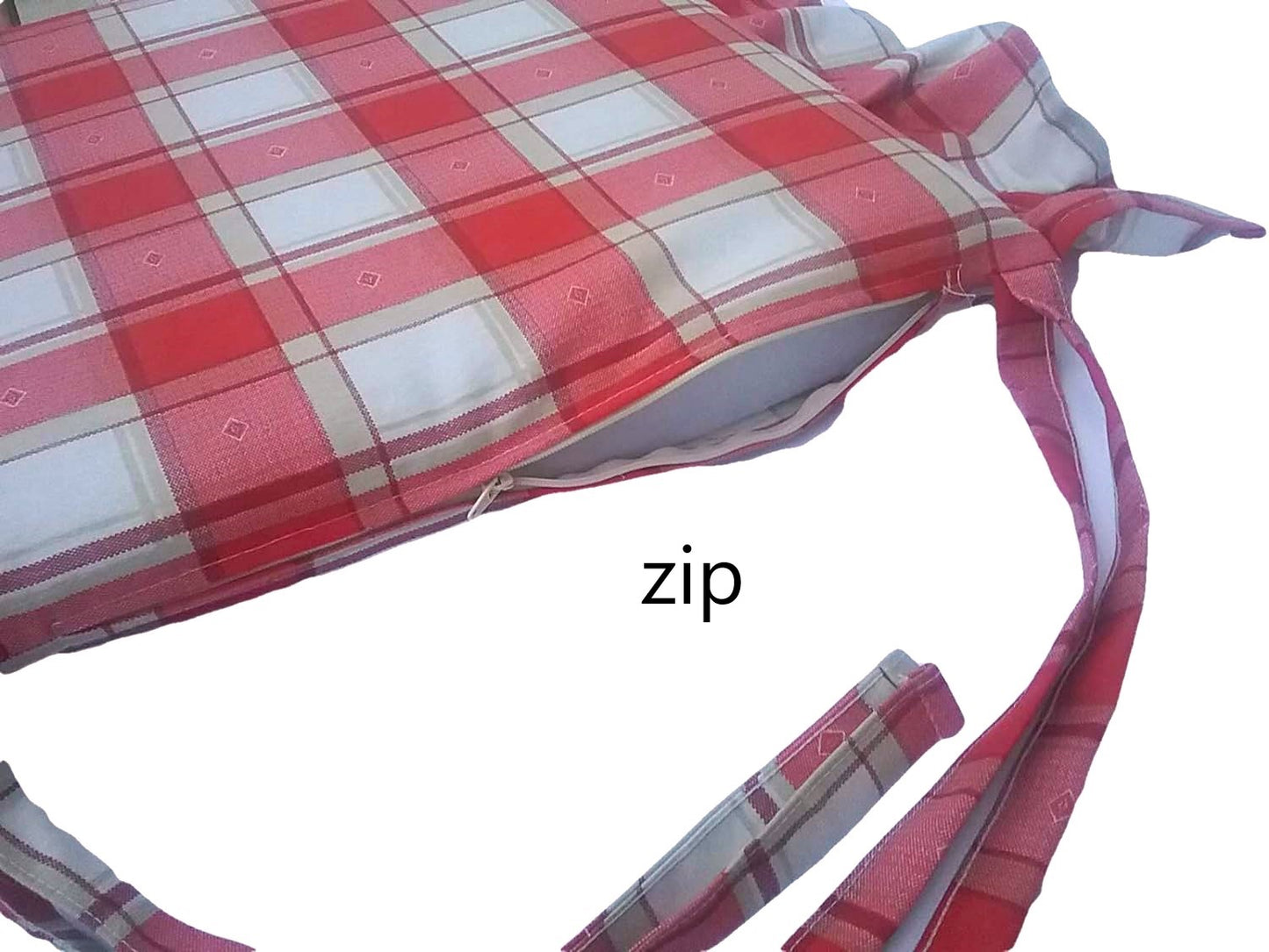 Cuscini per sedie con volant - set 4 pezzi - lavabili - tessuto cotone - colore rosso