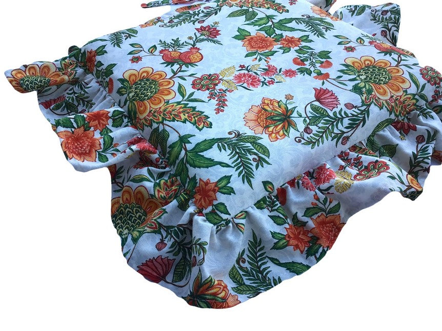 Cuscini per sedie con volant - set 4 pezzi - lavabili - tessuto cotone - colore multicolor