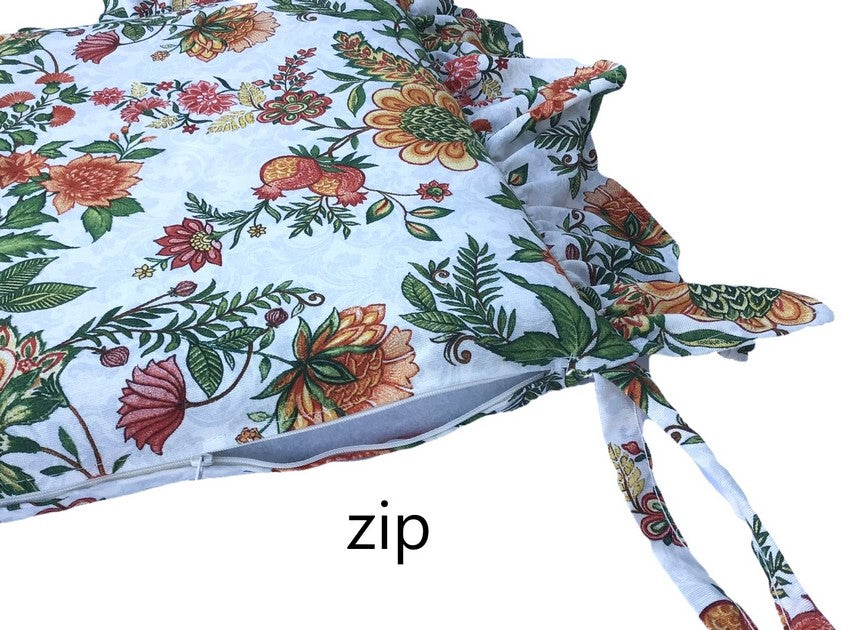 Cuscini per sedie con volant - set 6 pezzi - lavabili - tessuto cotone - multicolor