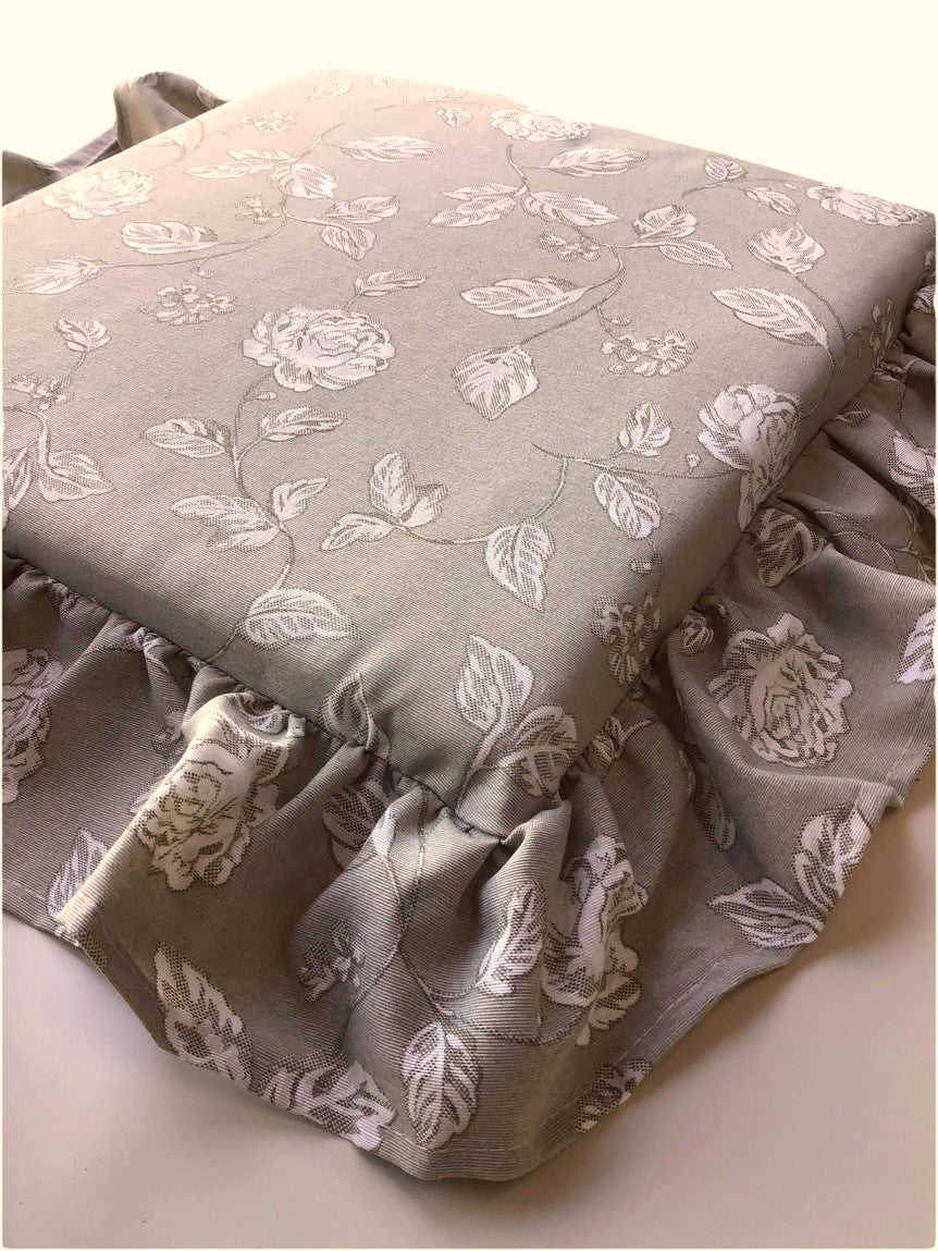 Cuscini per sedie con volant - set 4 pezzi - lavabili - tessuto cotone - colore tortora