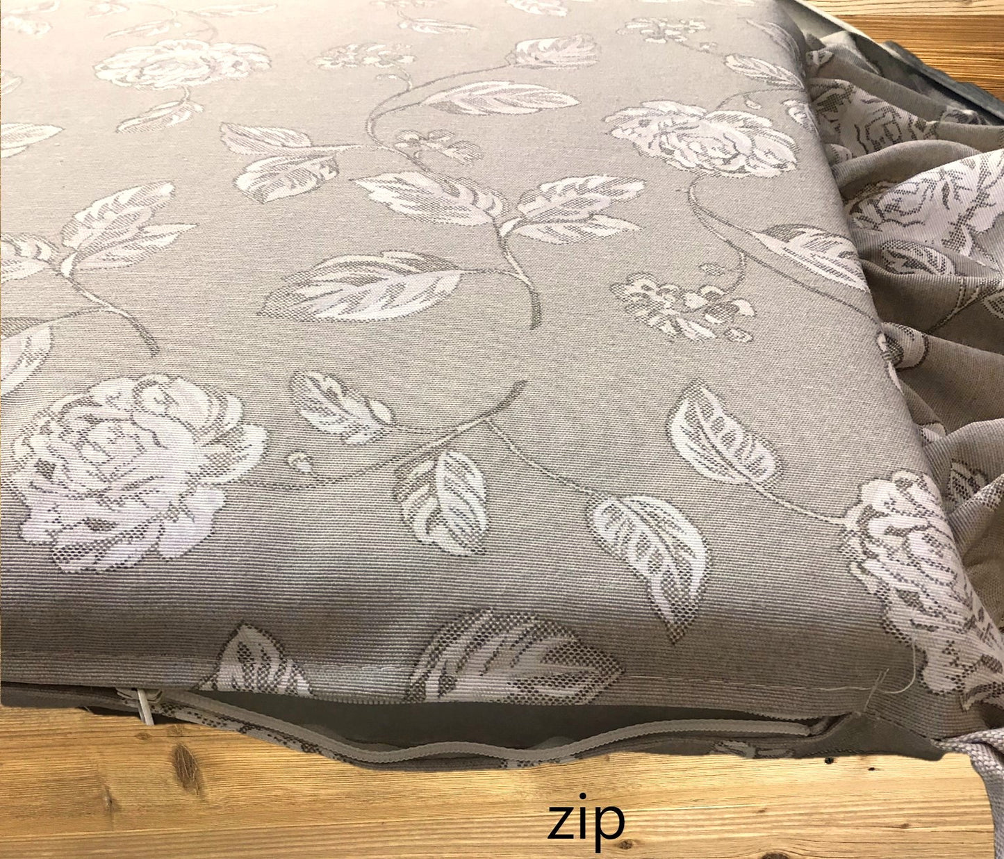 Cuscini per sedie con volant - set 4 pezzi - lavabili - tessuto cotone - colore tortora