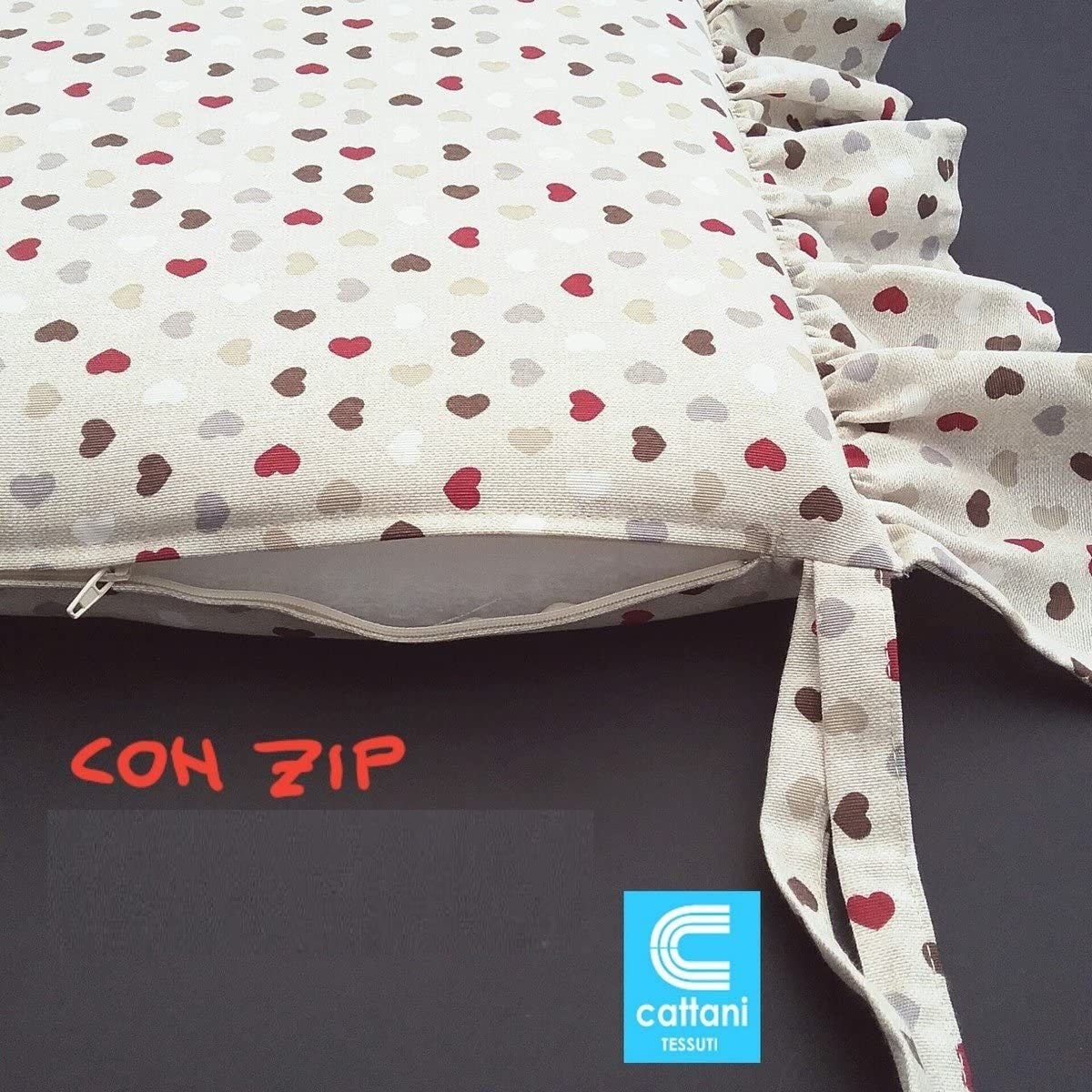 Cuscini per sedie con volant - set 4 pezzi - lavabili - tessuto cotone - colore beige