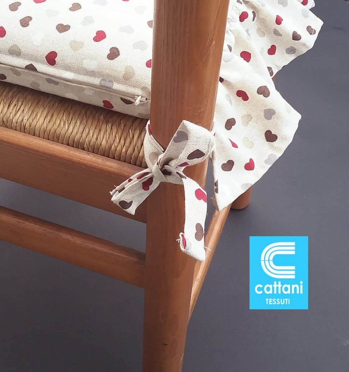 Cuscini per sedie con volant - set 6 pezzi - lavabili - tessuto cotone - colore beige