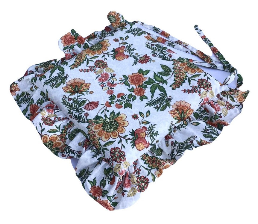 Cuscini per sedie con volant - set 6 pezzi - lavabili - tessuto cotone - multicolor