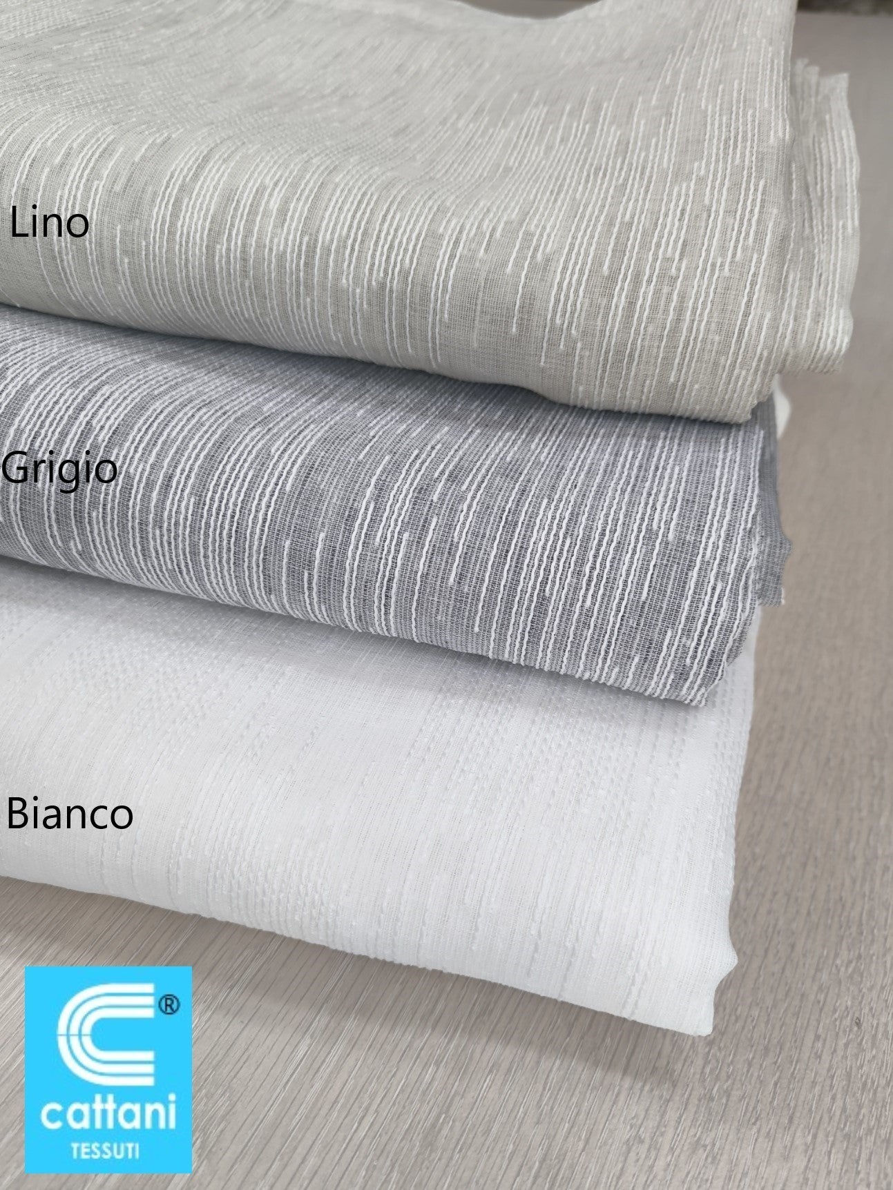 Tende a Onda Wave su Misura con Binario Completo - Larghezza Finita 150 cm - Tessuto Ricamato colore lino art.Millerighe
