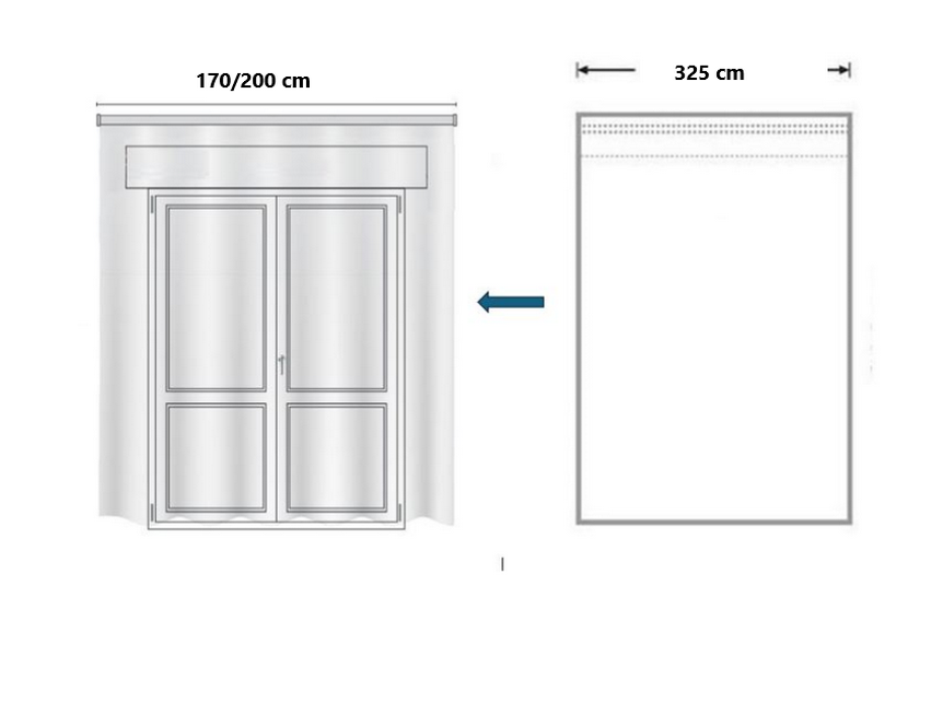Tende su misura con fettuccia arricciatenda- tessuto tinta unita effetto lino Bianco , Adatta per Binari da 170/200 cm, Altezza da 180 a 325 cm