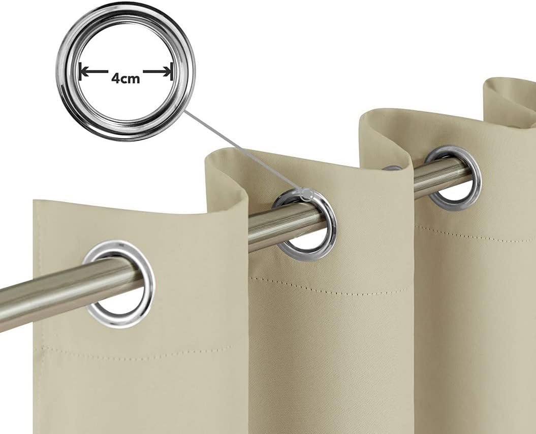 Tende con anelli oscuranti - Tende per finestra oscurante termica larghezza maxi 200 - beige-art.805