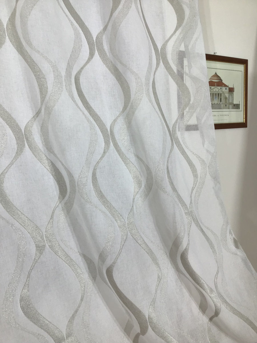 Tende con occhielli - 1 pannello bianco/tortora - tessuto fil coupè - larghezza maxi 200 cm altezza da 180 a 280 cm - tende soggiorno salotto camera