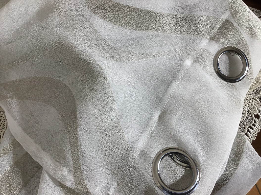 Tende con occhielli - 1 pannello bianco/tortora - tessuto fil coupè - larghezza maxi 200 cm altezza da 180 a 280 cm - tende soggiorno salotto camera