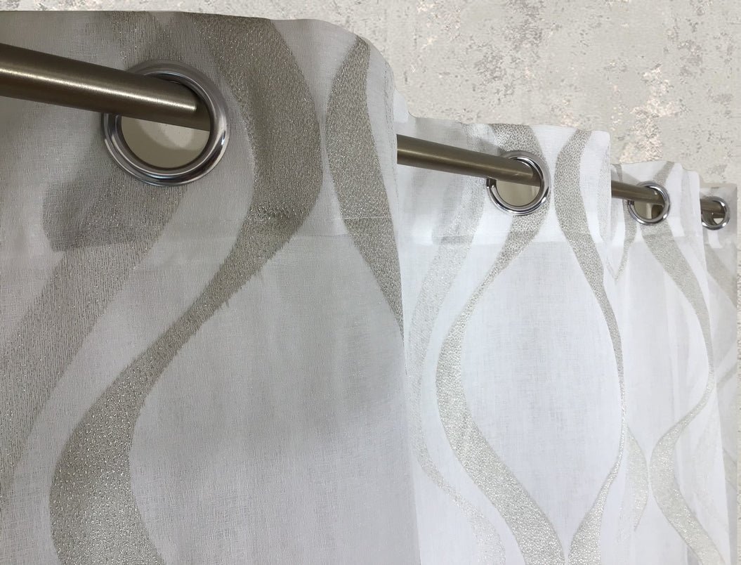 Tende con occhielli - 1 pannello bianco/tortora - tessuto fil coupè - larghezza maxi 200 cm altezza da 180 a 280 cm - tende soggiorno salotto camera