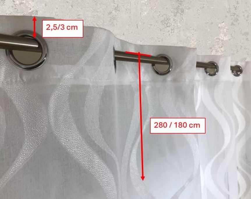 Tende con occhielli - 1 pannello bianco - tessuto fil coupè - larghezza maxi 200 cm altezza da 180 a 280 cm - tende soggiorno, salotto, camera