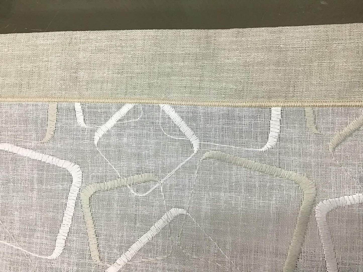 Tende a vetro-pannello vendita a metro-tessuto bianco/beige effetto lino ricamato - larghezza cm 45-50 - 60-70 - 80-90 …