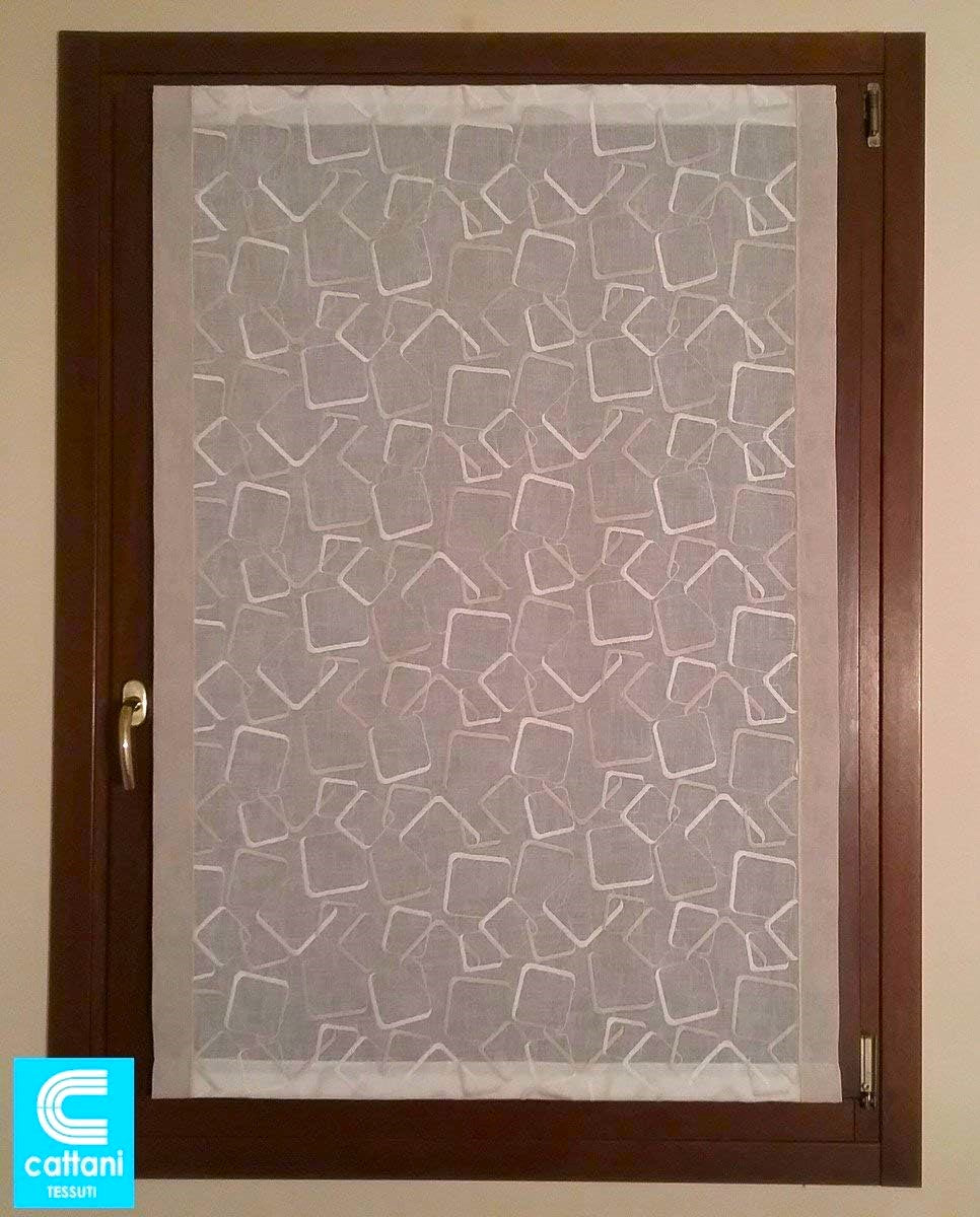 Tende a vetro-pannello vendita a metro-tessuto bianco/beige effetto lino ricamato - larghezza cm 45-50 - 60-70 - 80-90 …