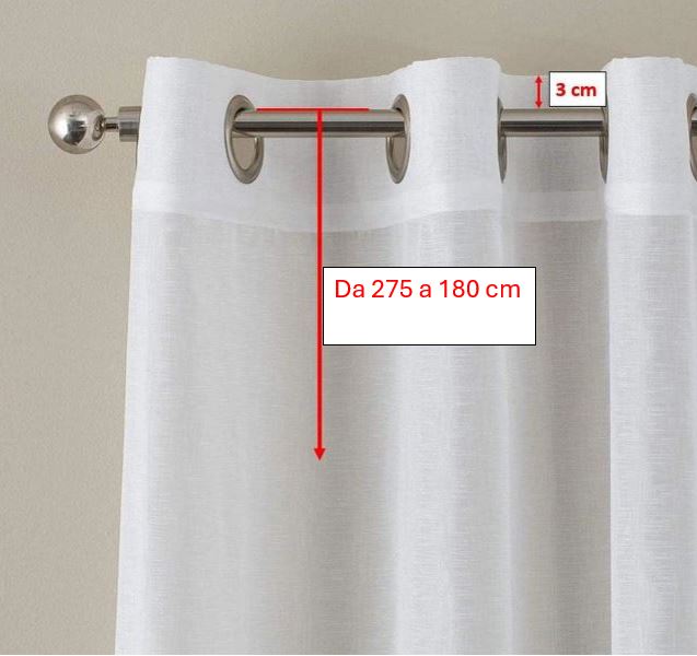 Tende con anelli a bastone larghezza maxi 200 cm - altezza su misura - tessuto ricamato