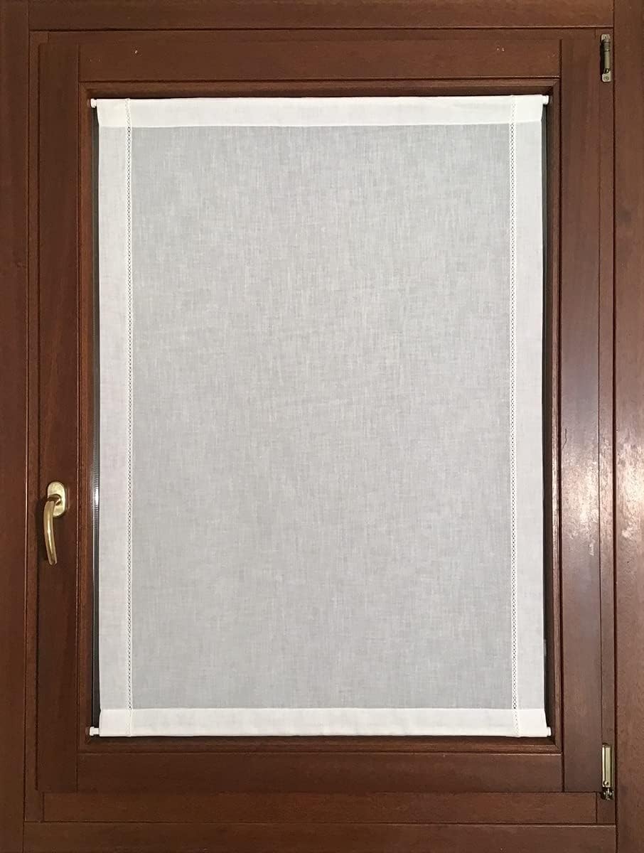 Tendine a Pannello a Vetro Bianco Effetto Lino – Su Misura – Larghezza 30–120 cm – Lunghezza Personalizzata – art.600