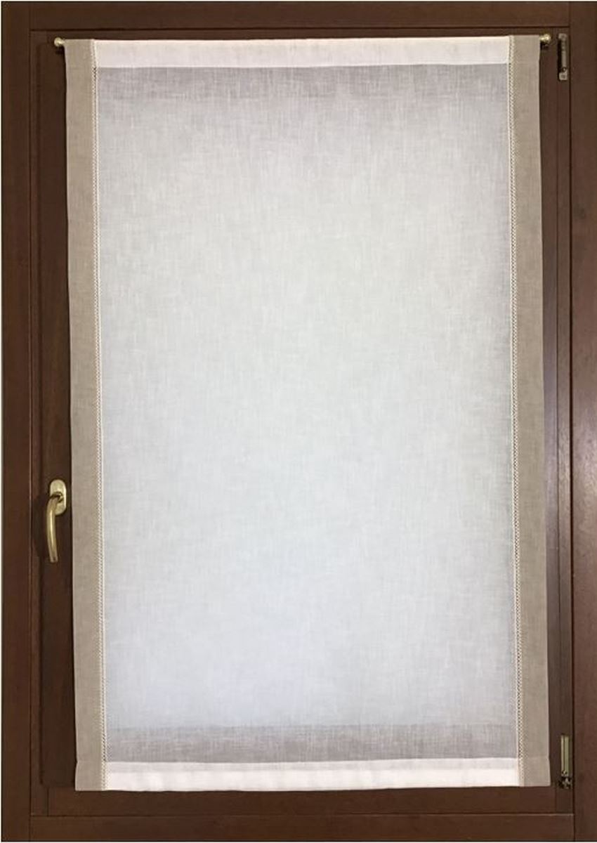 Tende tendine a pannello a vetro per finestra e porta su misura larghezza da 30 a 90 tessuto effetto lino bianco con bordo laterale corda lunghezza personalizzata art.603