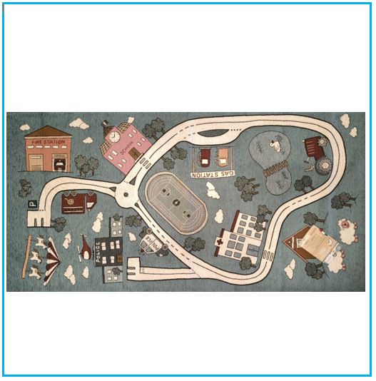 Tappeto Gioco per Bambino 80x150 cm-colore bleu
