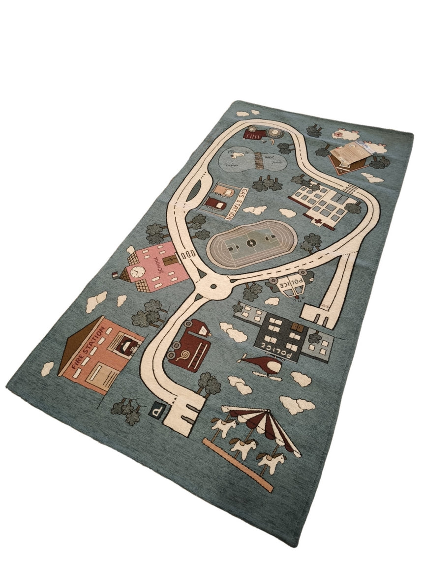 Tappeto Gioco per Bambino 80x150 cm-colore bleu