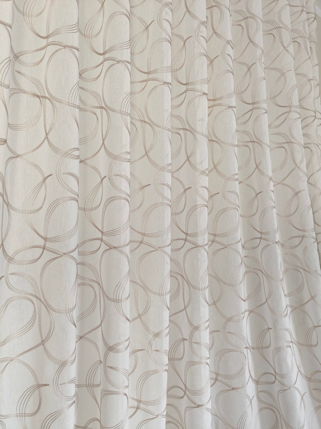 Tende a Onda Wave su Misura con Binario Completo - Larghezza Finita 150 cm - Tessuto Ricamato Bianco/beige art.tebe