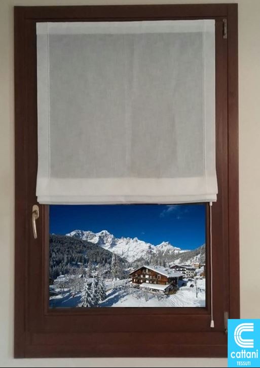 Tende a Pacchetto Su Misura per Finestra e Porta | Supporti con Viti | Tessuto Effetto Lino Bianco Naturale