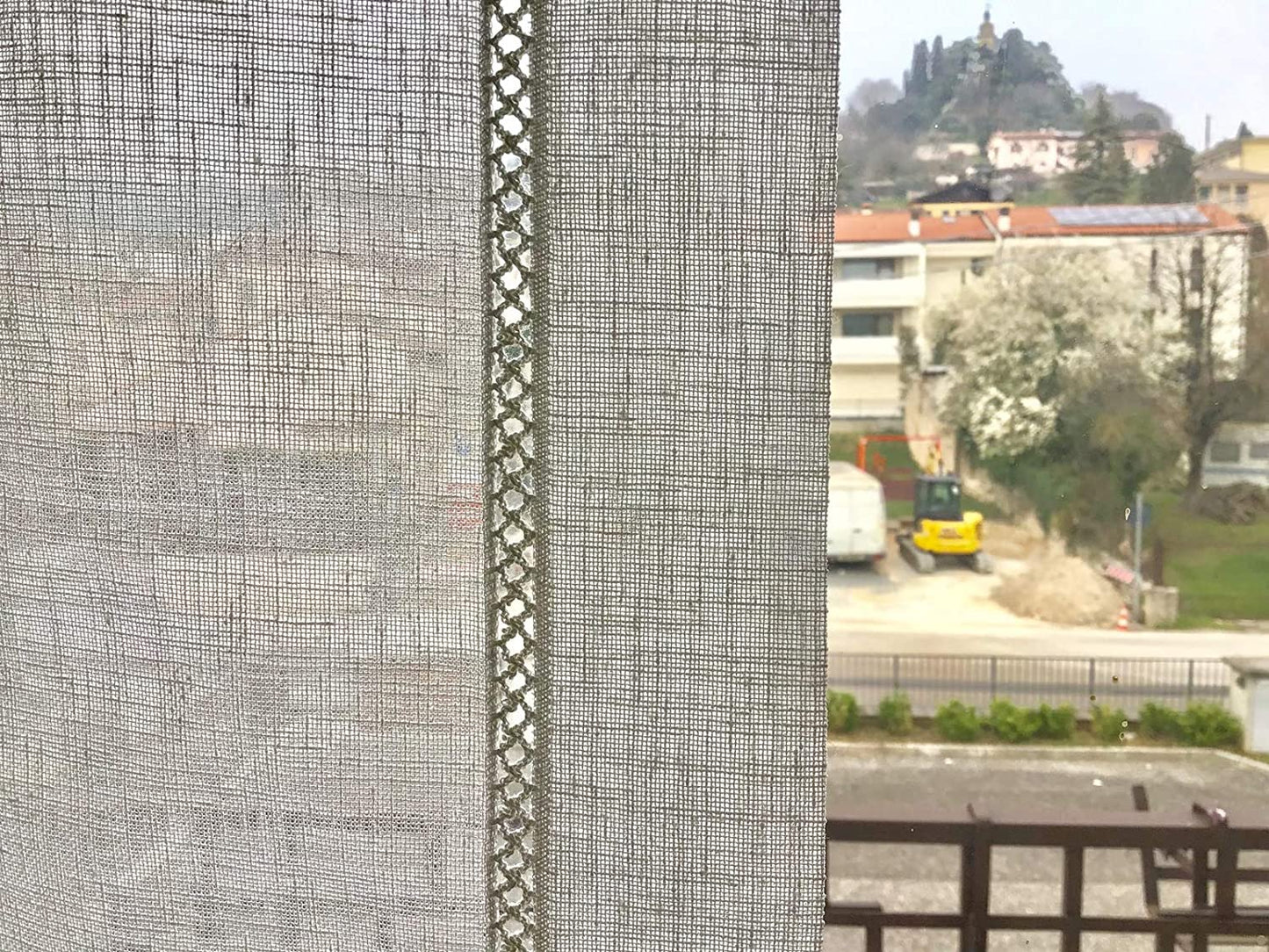 Tende a Pacchetto Su Misura per Finestra e Porta | Supporti con Viti | Tessuto Effetto Lino Bianco Naturale