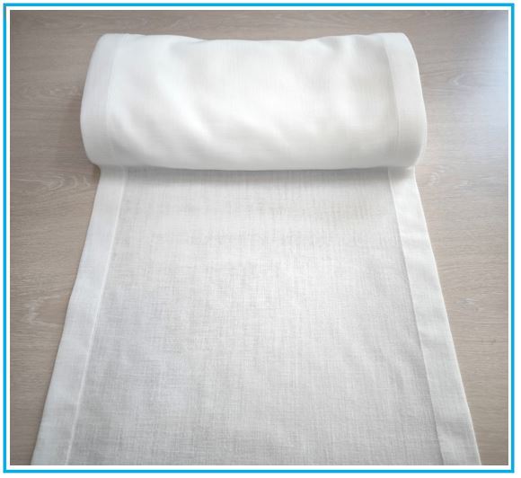 Tessuto per tende a vetro effetto lino bianco naturale, venduto a metraggio