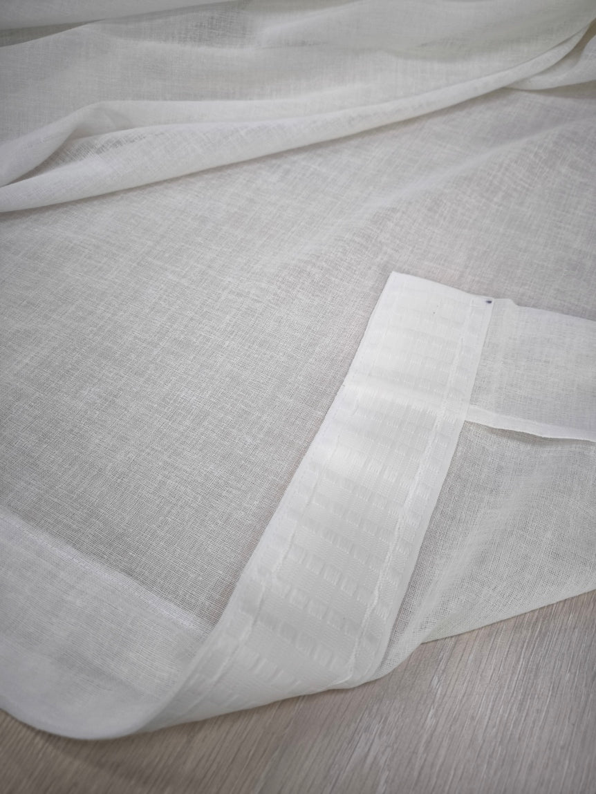 Tende su misura con fettuccia arricciatenda- tessuto tinta unita effetto lino Bianco , Adatta per Binari da 170/200 cm, Altezza da 180 a 325 cm