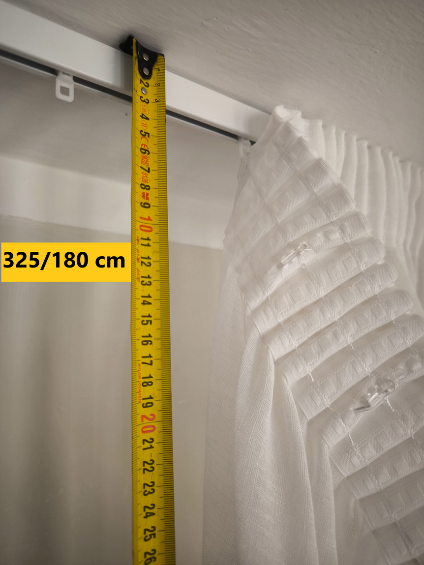 Tende su misura con fettuccia arricciatenda- tessuto tinta unita effetto lino Bianco , Adatta per Binari da 170/200 cm, Altezza da 180 a 325 cm
