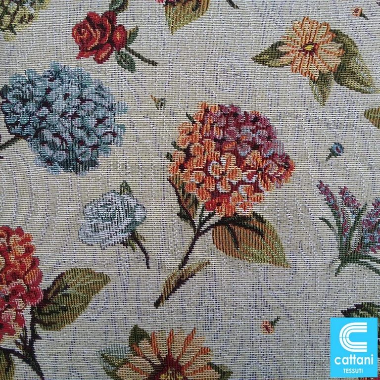 Cuscini sedie cucina con ali Set 4/6 - colore beige/multicolore - tessuto Gobelin - art. Ortensia