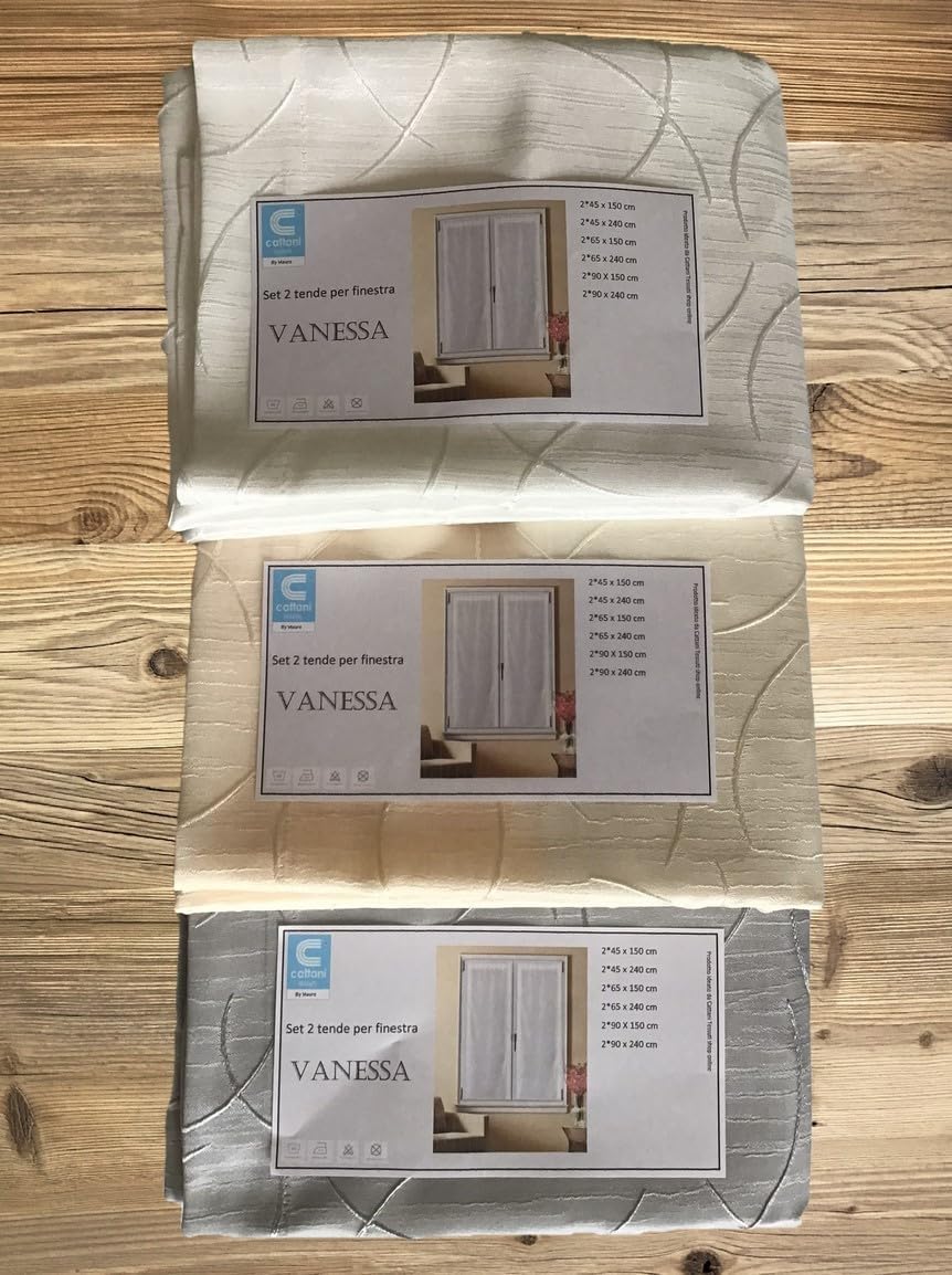 Coppia Tendine a Pannello Ricamate per Finestra e Porta | Tessuto Coprente Privacy | Larghezza 45/65/90 cm | Lunghezza Personalizzata | Art. 503